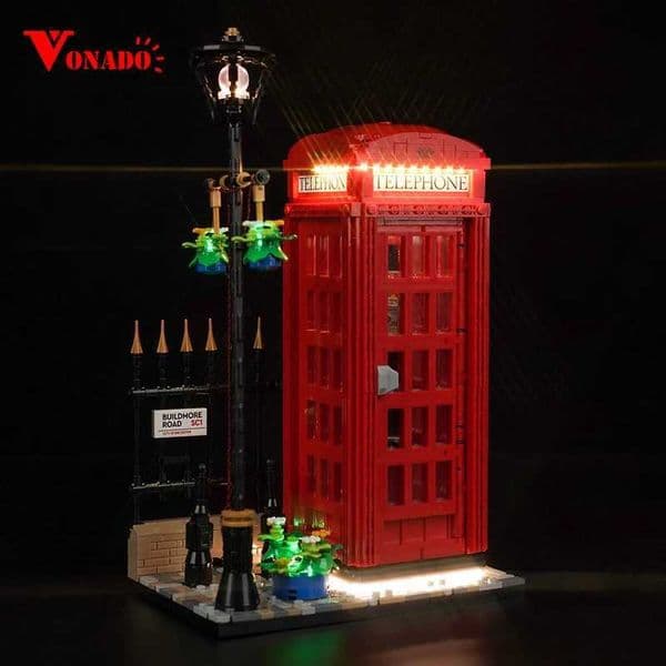 Build Block brick Set Vonado LED Light 21347 Is Suitable For Red London Telephone Box Building Blocks Including Lighting Accessories Only Toy