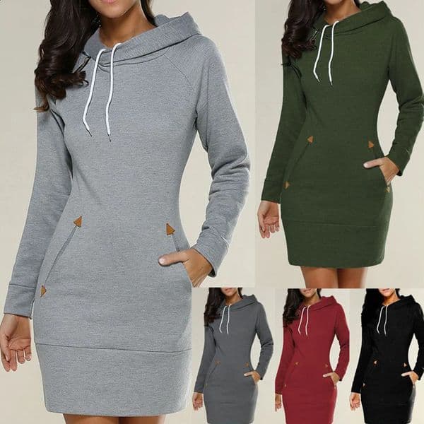 Extra Long Hoodie Plain Hooded Elegant Sweatshirt 4xl 5xl Big Size Mujer Cord Tunic Hoodies Dress Women Casual Wear 240819