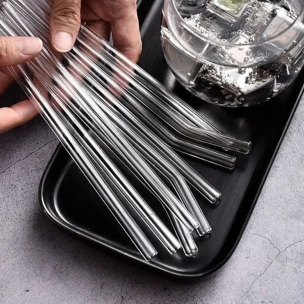 8 pieces of high borosilicate glass straight reusable drinking straw popba bubble milk smoothie fruit cocktail bar accessories 240819