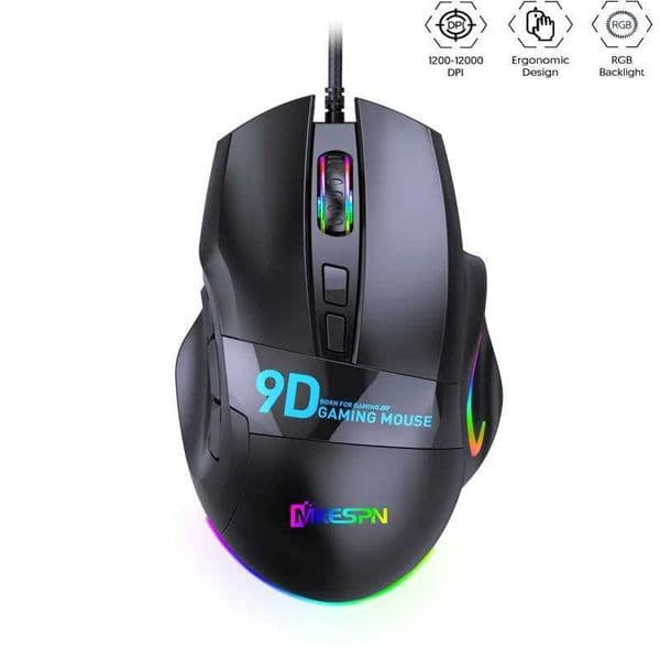 High Quality RGB backlit ergonomic wired gaming mouse 12000 DPI wireless gaming mouse 9 programmable buttons PC desktop/laptop gaming mouse Z250102