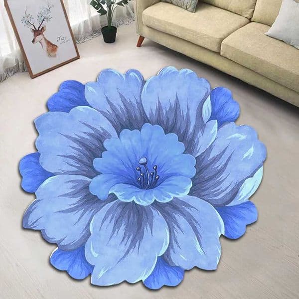 Small flower shaped carpet lotus floor mat for living room sofa table mat bathroom absorbent anti slip carpet 40x40cm W240815