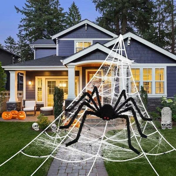 Halloween Decoration Spider Party Accessories Decor for Events Home Ornaments Festival Supplies Props Haunted House Black WebXJ240817