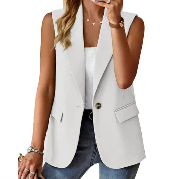 Womens fashionable warm and trendy multicolor candy colored vest solid color open collar wool jacket 240819