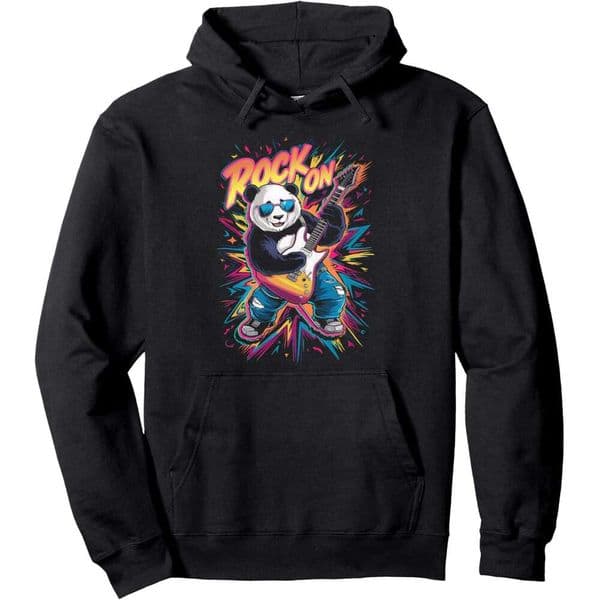 Hoodie For Mens Womens Panda Bear Guitarist Rock Band Concert Music Lover Gift Pullover Hoodies Sweatshirt Jacket Long Sleeve Free shipping