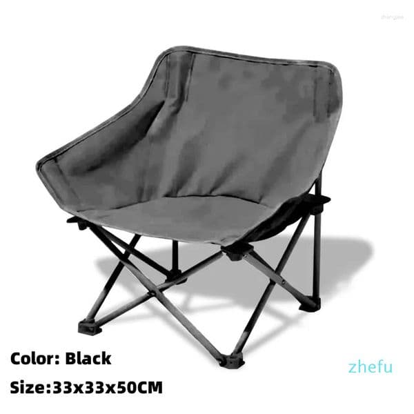 2024---Camp Furniture Black Chairs Outdoor Folding Chair Portable Camping Backrest Leisure Fishing Self Driving Equipment