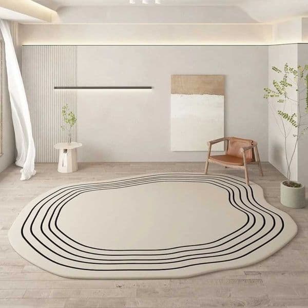 Cream colored irregular oval carpet used for living rooms childrens bedrooms carpets Ins soft and fluffy bedding short plush large area mats W240815