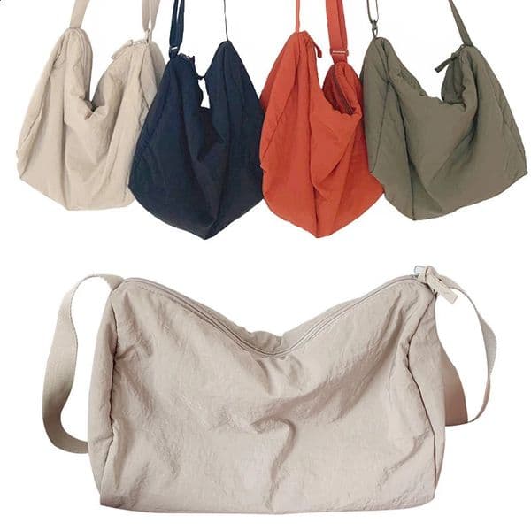 Simple style school womens messenger bag womens er handbag solid large capacity casual canvas shoulder bag 240820