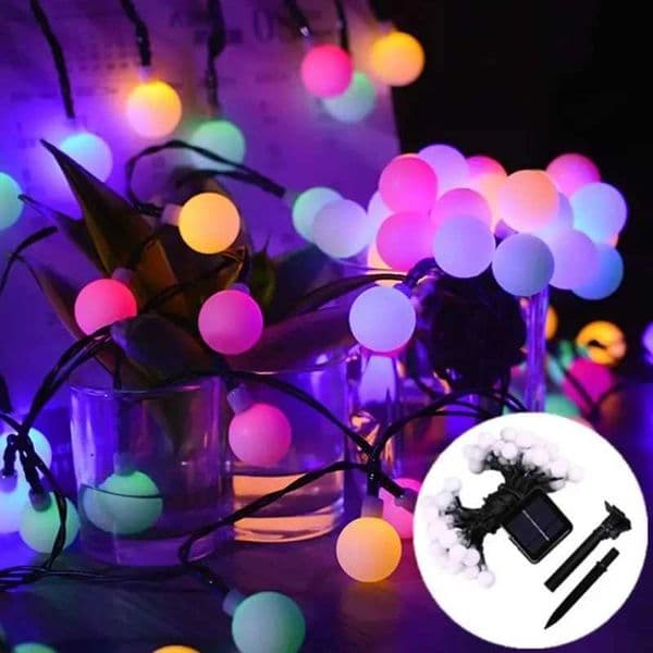 5M/20LED 6.5M/30LED White Ball Solar Light String Outdoor Waterproof Frosted Round Ball Camping Atmosphere Lighting Y240820