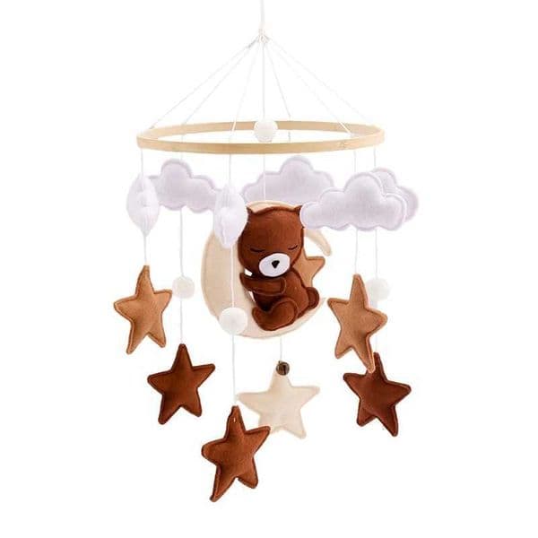 Crib Mobile Baby Bed Bell Rattles Toys Soft Felt Bear and Elephant Cloudy Star Moon Hanging Toys Holder Bracket Infant Crib ToysXJ240817