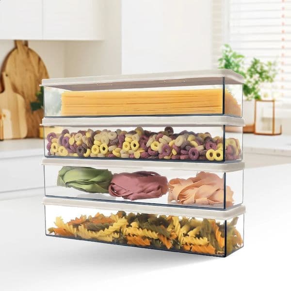 Clear Spaghetti Container for Pantry Noodle LasagnaAirtight Food Storage Containers with LidsKitchen Fridge Pantry Organiz 240820