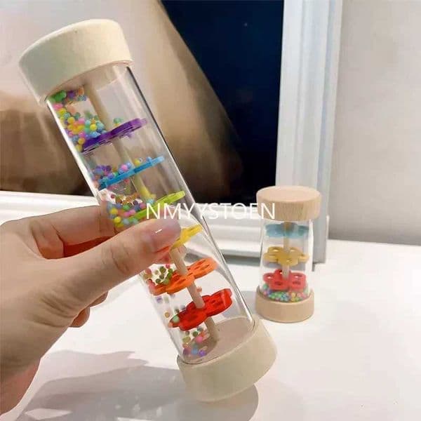 Baby Rain Sound Tube Simulated Rain Sound Wooden Toy Hourglass Fun Music Vibrator Early Education Enlightenment Toy W240820