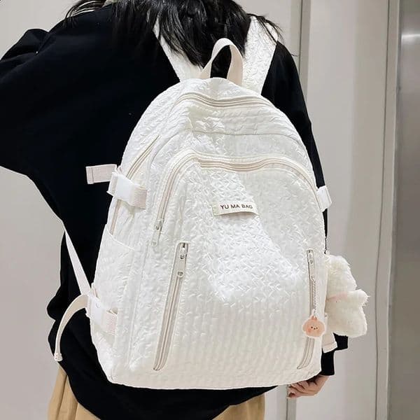 girls backpack cute soft boys high school students large capacity black and white blue bag 240903
