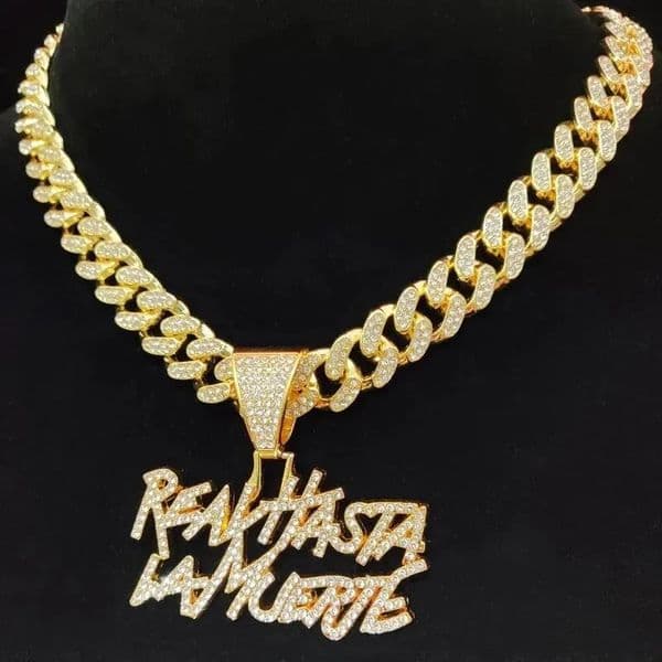 Hip Hop Letter pendant Cuban necklace suitable for women sparkling rhinestones gold and silver fashionable punk style party jewelry 240810