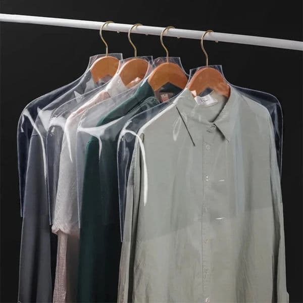 10PCS Transparent Clothing Dust Bag High Transparency Clothing Store Half-length Dust Cover Home Suit Jacket Protective Cover 240820