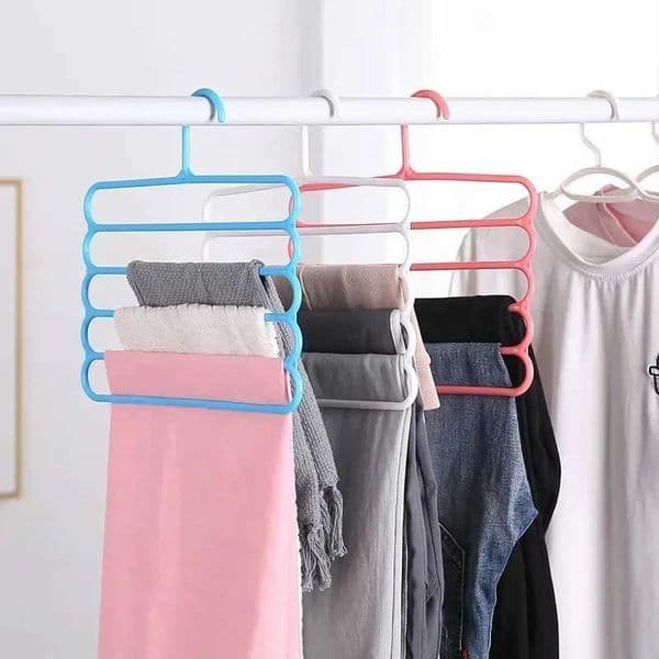 5 Layer Trousers Rack Pants Hangers Holders Closet Clothes Organizer Multi-layer Household Wardrobe Trousers Scarf Storage RackXJ240216