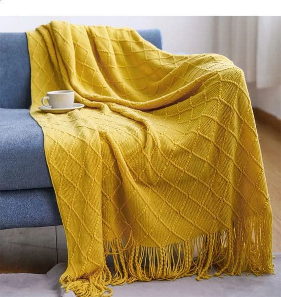 Nordic Solid Casual Blankets Throws Soft Comfortable Knitted Shawl Sofa Blanket Bed End Cover Travel el Decorative Bedspread 240822