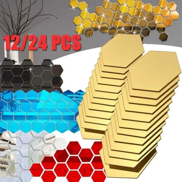 12/24PCS Wall Sticker Mirror 3d Stickers Acrylic Mirror Modern Multi-piece Package Large Pattern Self Adhesive Decorative Mirror 240822
