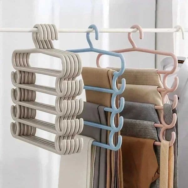 Clothes Hangers Trousers Pants Hangers Towel Scarfs Racks Pants Holders 5 Layers Clothes Hangers Closet Storage OrganizationXJ240216