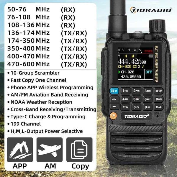 TIDRADIO H3 Walkie Talkie Phone APP Wireless Programming Dual PTT Air Band Long Range Radio USB Type-C Cable Programming Charge M240821