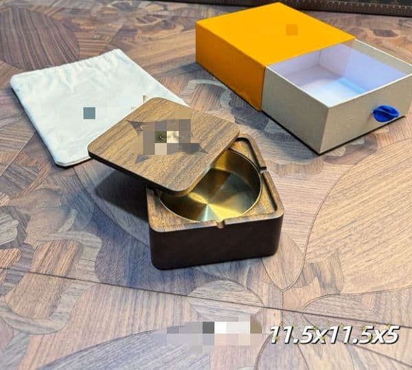 Square Ashtray Hotel Home Black Walnut Ashtray Circular Creative Cigar Ashtray Desktop Decoration