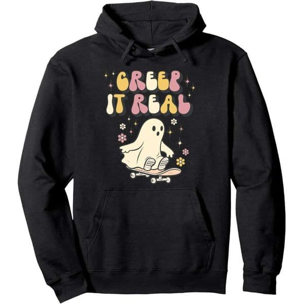 Hoodie for Mens Womens Retro It Real Ghost Halloween Fall Season Cute Women Pullover Hoodie Graphic Hoodies sweatshirt Pullover Long Sleeve