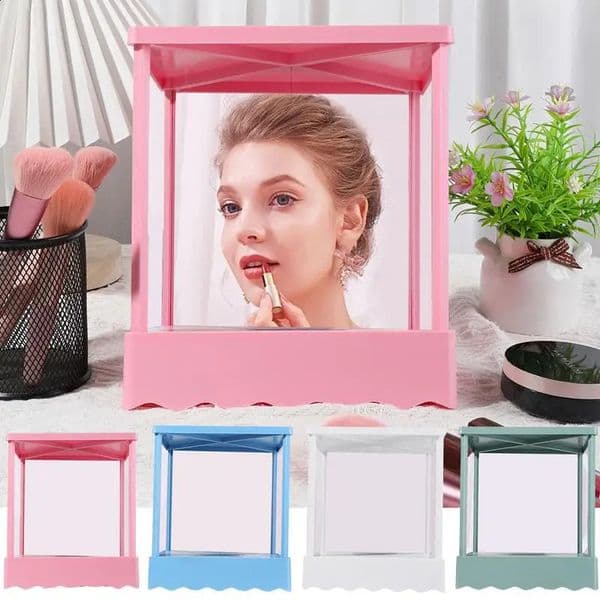 Mirrorless Mirror Desktop Makeup Mirror Triangular Fixed Table Mirror True Image Left Right True Image Non-Magnifying Mirror 240822
