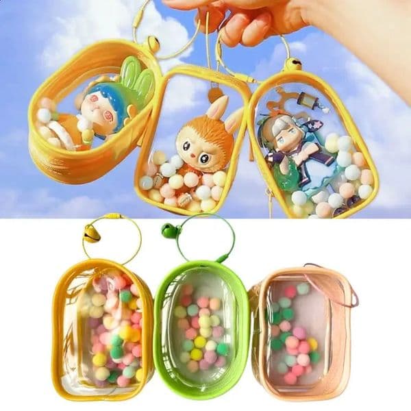 1 thick transparent mysterious box storage keychain bag toy 240822
