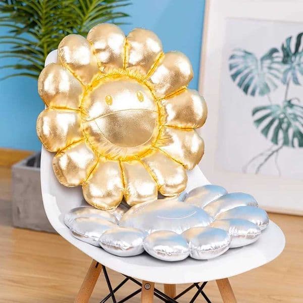 Rainbow Sunflower Plush Cushion Sun Flower Stuffed Pillow Smile Sunflower Decorative Throw Pillow Office Chair Back Cushion GiftXJ240821
