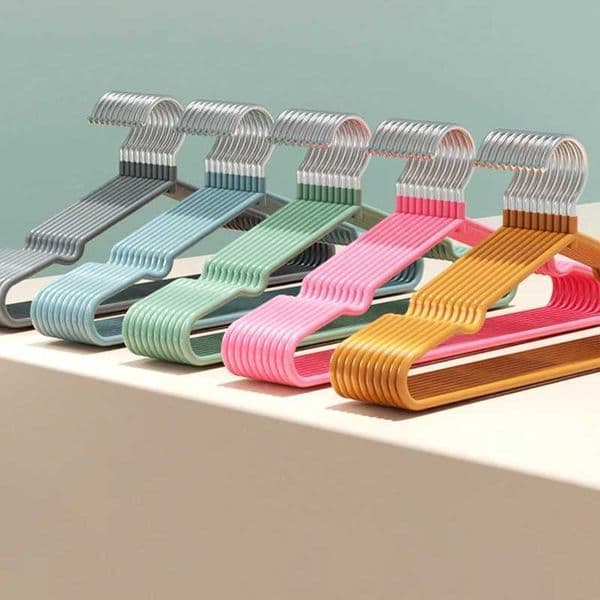 For Simple Hanger Grooves Clothes Adult Airing Children Metal With Thick Non-slip Dip Plastic Coat Hanger Blue G