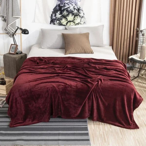 Solid Colored Blanket Super Soft Coral Fleece Flannel Blankets Sofa Bed Bedspread Plaid Blankets Thin Blanket 240822