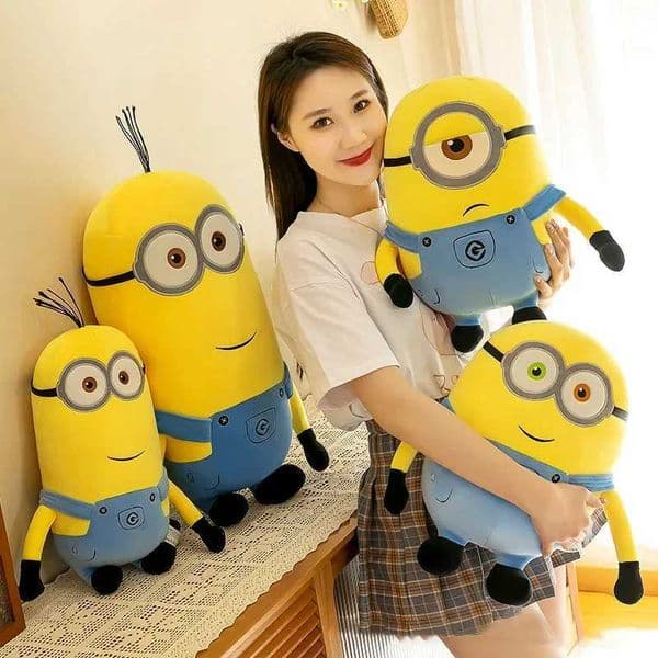Mini movie peripheral yellow plush Bob plush Stuart stuffed toy jeans soft doll pillow decoration childrens birthday gift W240821