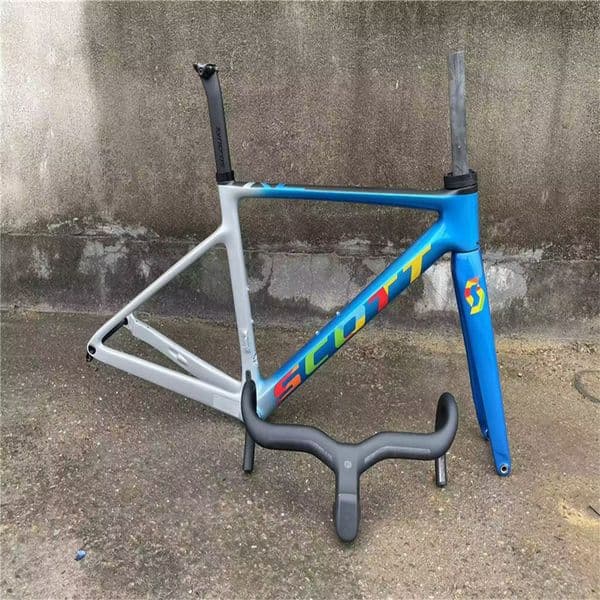 Carbon Road Bike Frame Fork Seat Post Clamp Headset Handlebar Blue Sliver Addict RC 20 Color