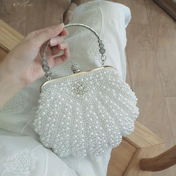 2023 Shell Pearl Dinner Bride Dress Bag Banquet Diagonal Small Cocktail Party Handbag Evening Clutch Purse 240822