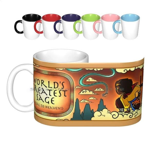 WXW1 WUKONG Ceramic Cup Coffee Cup Milk Tea Cup WUKONG Sage Overly Sarcastac Productions Creative Trend Retro Gift Bottle 240822