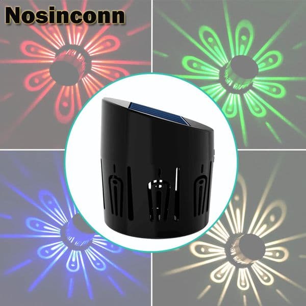 Solar powered outdoor shadow wall light charging warm white RGB LED fence ABS home and garden projector 240823