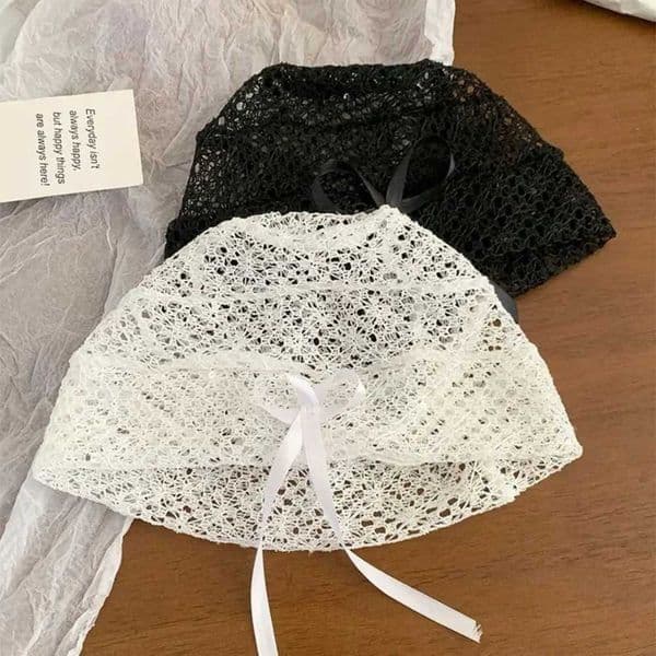 Hot selling spicy girl lace hollow bow hat Beanie Street style womens summer hat fashionable bow knot designer black hat knitted hat W240822