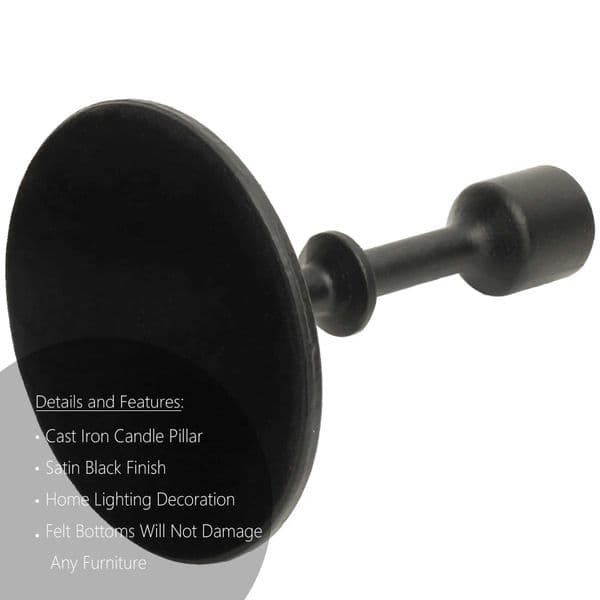 Black Cast Iron Tabletop Taper Candle Holder Medium Tabletop Decor Felt Bottom to Protect Furniture Satin Black Finish Y240823