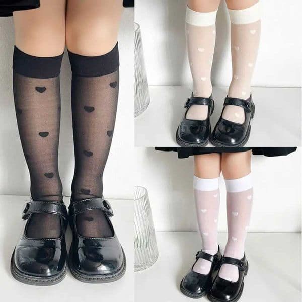 1 Pair Sweet Kids Girl Calf Sock Fashion Bowknot Heart Style Knee High Sock for Toddler Summer Thin Soft Elastic Sock One Size Y240823