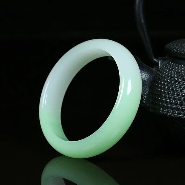 Natural Jade Emerald Green Twocolor Bracelet Womens Jewelry 240813