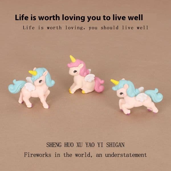 Adorable Mini Unicorn Micro Scenes - Handcrafted Plastic DIY Desktop Ornament Set for Your Office Space
