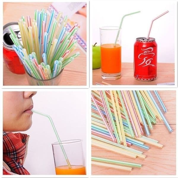 500Pcs 21CM disposable plastic drinking rope multi-color bendable kitchen supplies party rainbow straw 240822