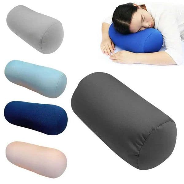 Super Soft Head Pillow Pure Color Cylindrical Pillow Microbead Back Cushion Roll Pillow Convenient Travel Office Nap CushionXJ240822