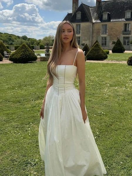 Two Piece Set Woman Women Elegant Patchwork Suspenders Maxi Dress Fashion Slim White Backless Sleeveless A Line Dresses Summer Lady skirt Chic dress Party Robes