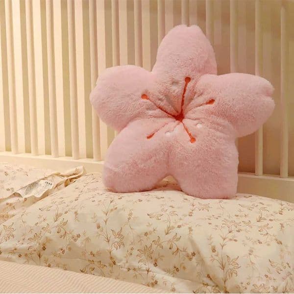 Pink cherry petal pillow with soft and comfortable wrinkles fade resistant and dye resistant plush pillow used for sofa decoration W240819