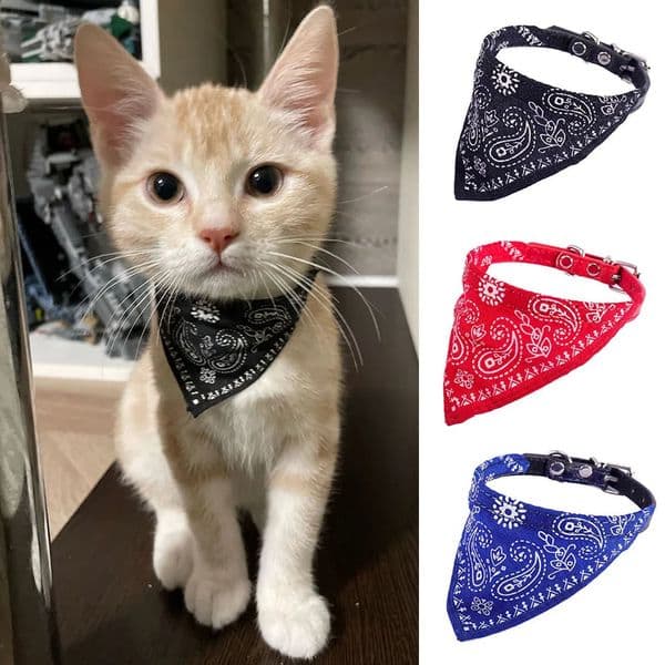 Cute Printed Bandana Cat Collar Puppy Dog Cat Collar Adjustable Triangular Pet Banadana Collar for Kittens Small Animals 240823