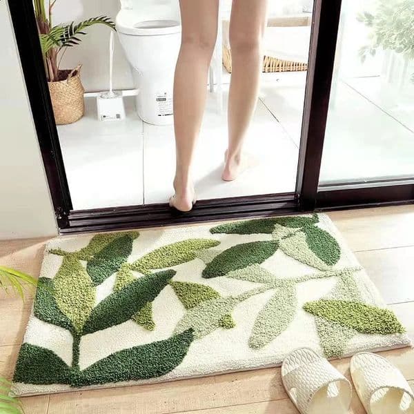 Leaves green soft cushion bathroom mat anti slip ultra-fine fiber bathroom carpet home entrance door mat ultra soft bathroom carpet Tapijt 240823