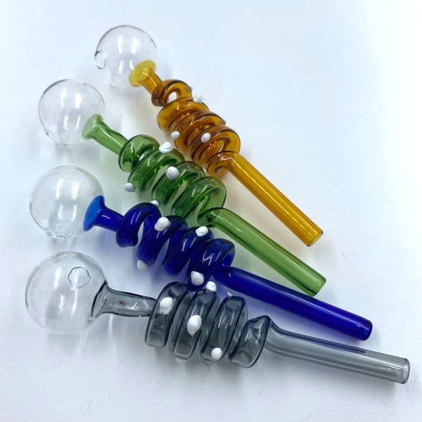 2026 New Spiral Twisted Sapphire Glass Oil Burner Pipes Hand Smoking Accessories s Colored Bowls Bongs 14Cm Length Free Shipping