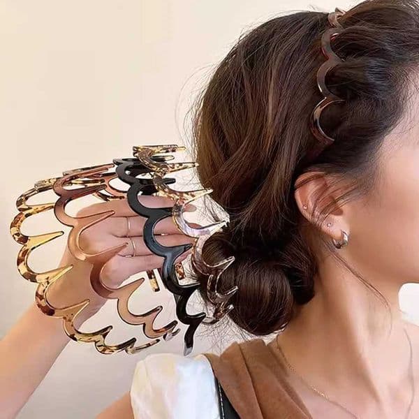 Korean womens hair comb with plastic U-shaped headband fixed teeth anti slip and fluffy top headband accessories W240816