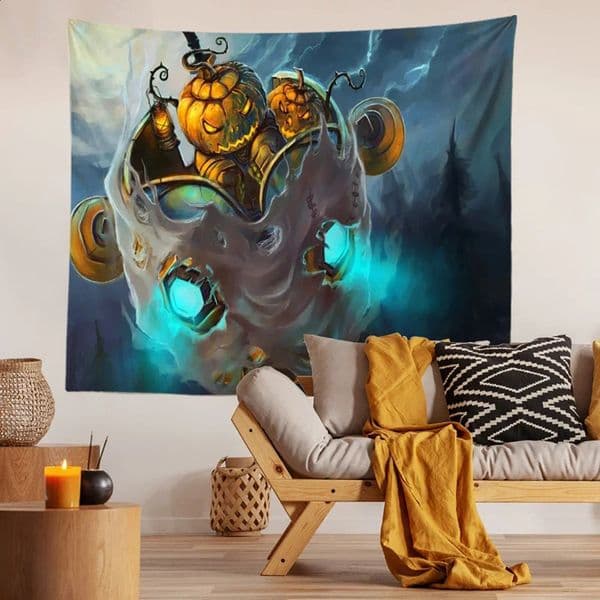 Halloween Horror Snacks Pumpkin Printed Pattern Wall Art Decoration Cool Bedroom Wall Hanging Living Room Office Home Decoration 240824