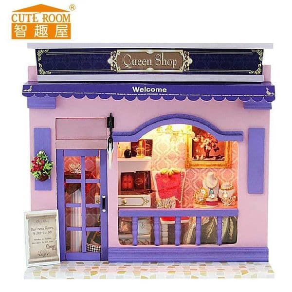 Doll House Miniature Wooden Furniture Kit European Shop Childrens Toys New Year Christmas Birthday Gifts House Diary P230 M240824